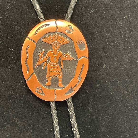 Vintage Bell Trading Solid Copper Kachina Shaman Bolo Tie With Copper Tips - Picture 1 of 3